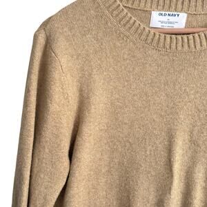 Old Navy Sweater Womens 2X Beige Pullover Crew Neck Relaxed Fit Long Sleeve